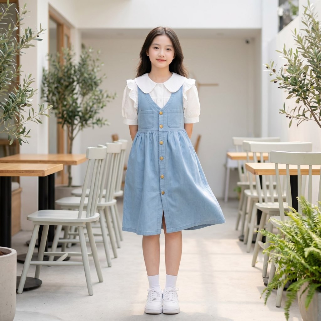 Váy jean cổ tim cho bé gái size đại BEESHOP H26050