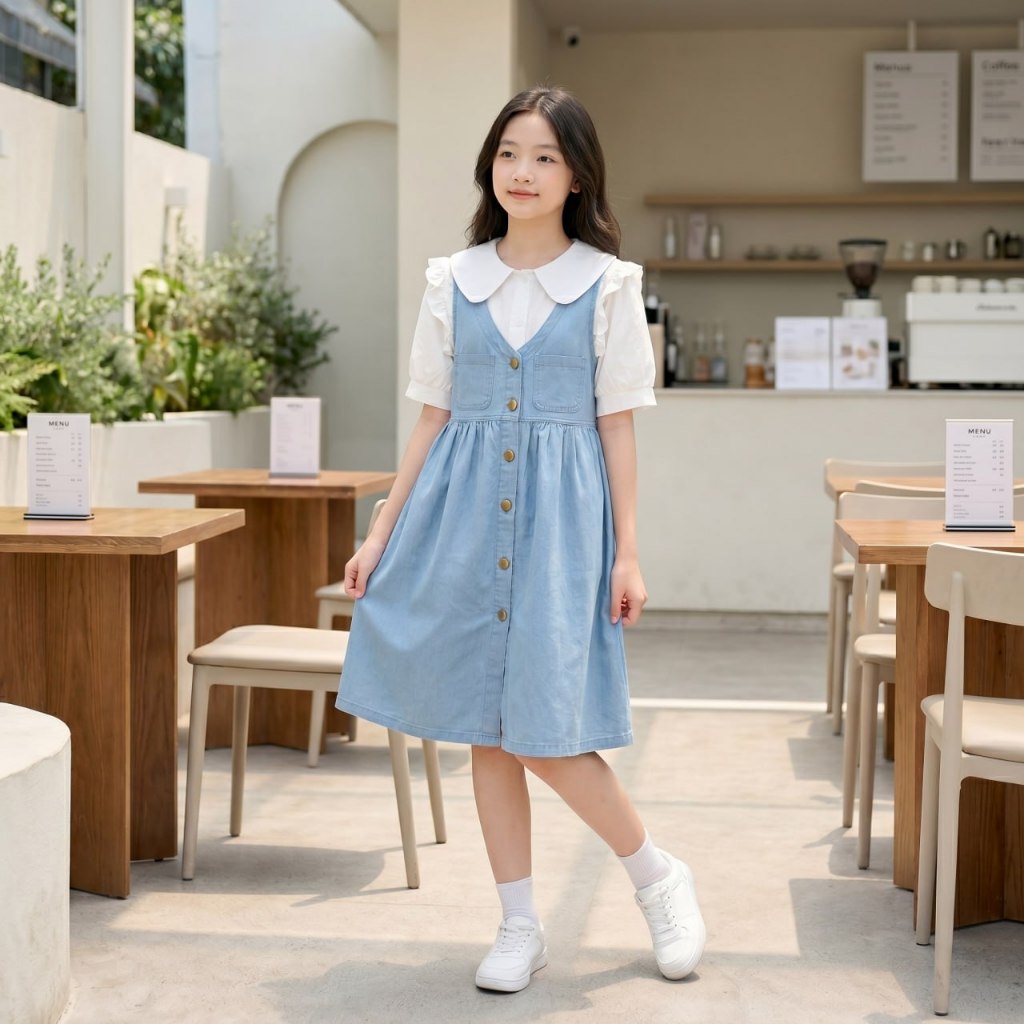 Váy jean cổ tim cho bé gái size đại BEESHOP H26050
