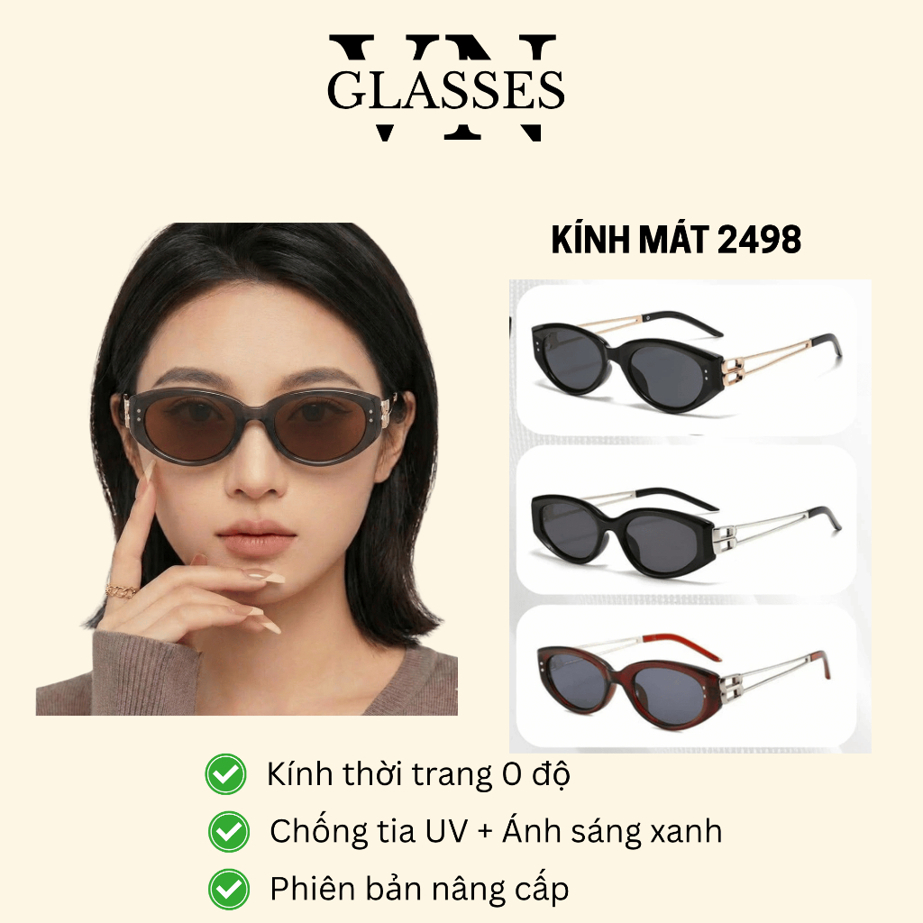 Kính râm thời trang nhiều màu sắc chống tia UV phong cách Hàn Quốc 2498