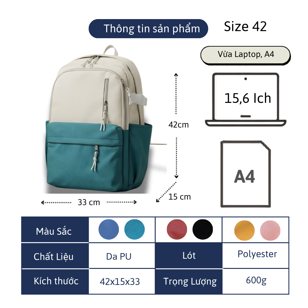 Balo Vải Dù ZuZang Cao Cấp Unisex Size 42 Form Rộng Đựng Laptop Đi Học Đi Làm Phối Màu Trendy