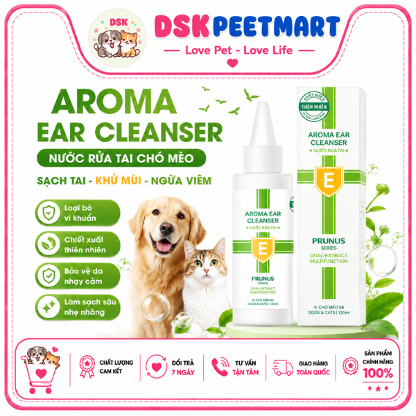 Dung Dịch Vệ Sinh Tai Cho Chó Mèo Prunus Aroma Ear Cleanser - Chai 120ml