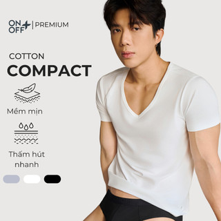 Áo thun nam cổ tim sâu V-NECK cotton compact ONOFF Extra mềm mịn co giãn 4 chiều  - 18IS25A496
