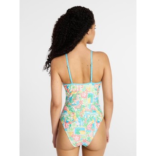 Bikini 1 mảnh, bộ đồ bơi đi biển liền thân, họa tiết tropical pastel gợi cảm dây buộc ngực, sẵn đệm ngực