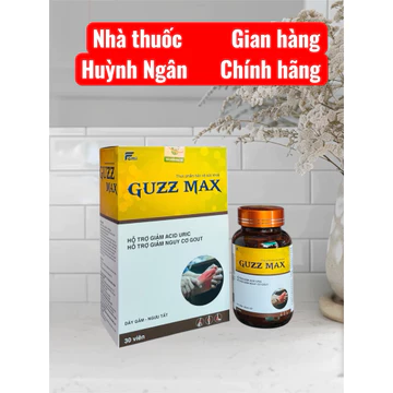 Viên uống hỗ trợ giảm acid uric, giảm bệnh Gout GUZZ MAX (hộp 30 viên)