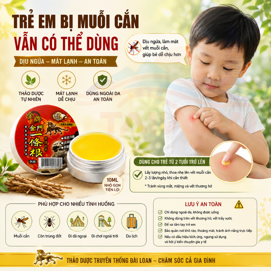 Kem chiết xuất tinh dầu nhất điều căn giảm nhức mỏi, muỗi đốt, thư giãn Long Jin Pai Đài Loan