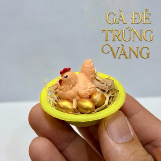 Mô hình thu nhỏ, gà để trứng vàng, trang trí nhà búp bê