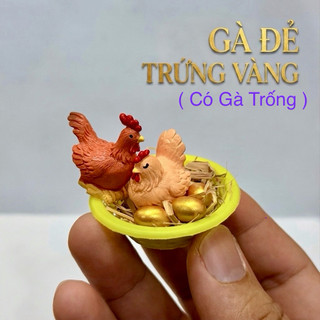 Mô hình thu nhỏ, gà để trứng vàng, trang trí nhà búp bê