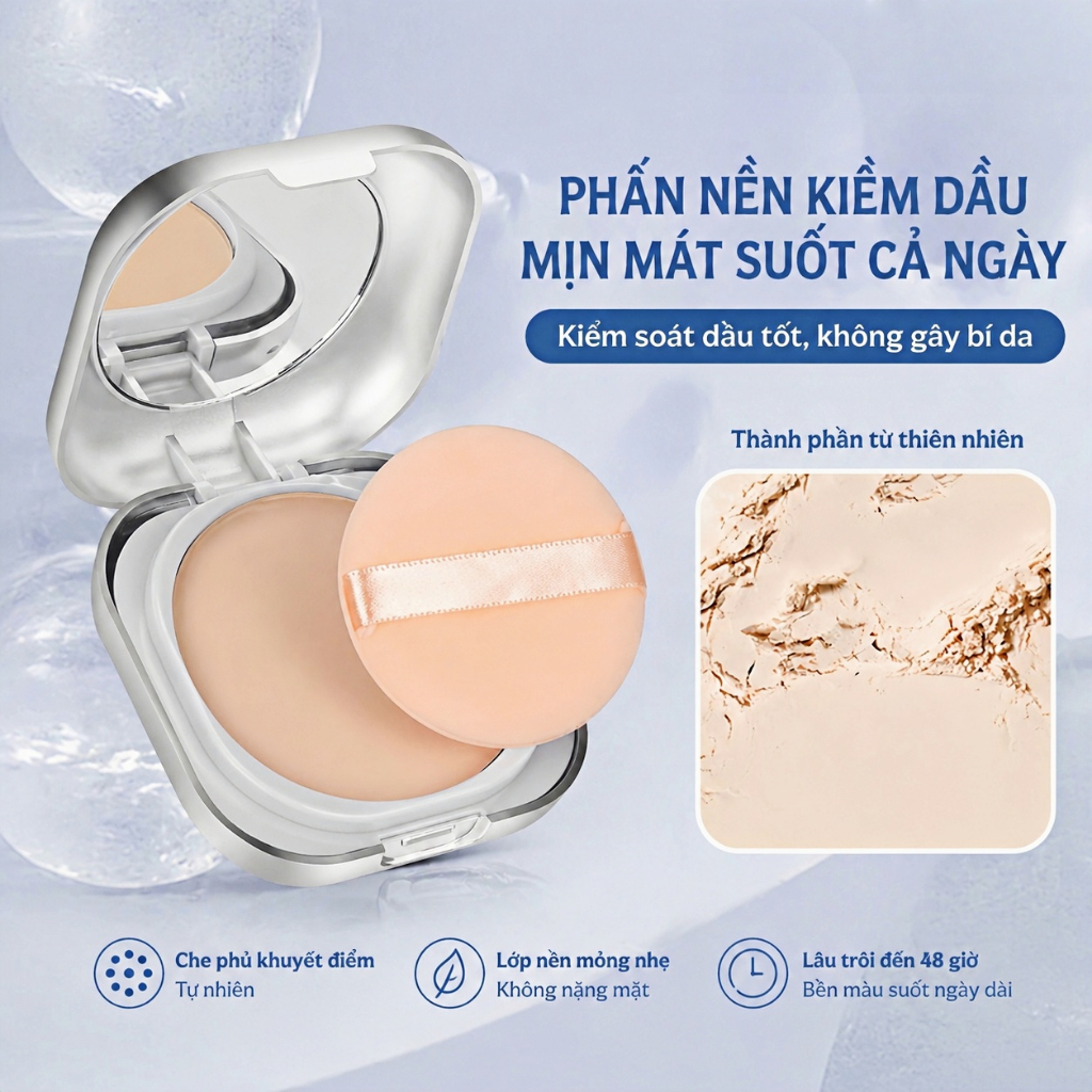 [Combo 2 Cái] Phấn Phủ Chính Hãng 8g2 + Bông Phấn2 – Siêu Mịn, Lâu Trôi 48h, Chống Nước