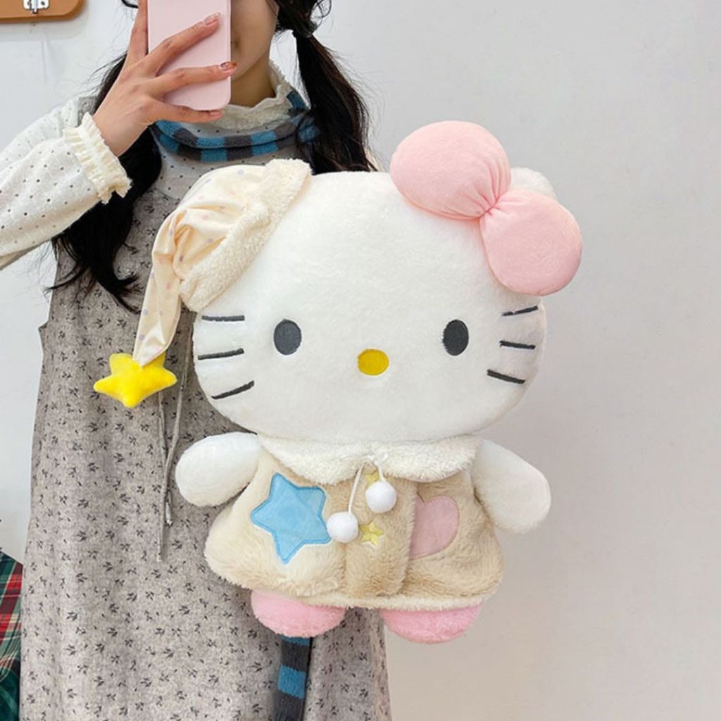 Gấu Bông Mèo Hello Kitty Phối Áo Mũ Ngủ Siêu Dễ Thương, Hello Kitty Nhồi Bông Cao Cấp Quà Tặng Đáng Yêu Cho Bé, Bạn Gái