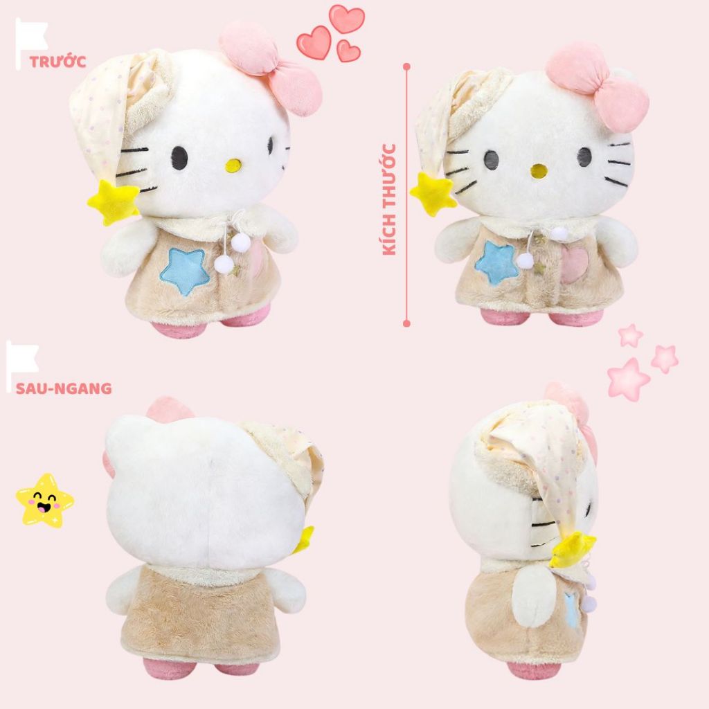 Gấu Bông Hello Kitty Đồ Ngủ Xinh Xỉu, Thú Nhồi Bông Hello Kitty Áo Mũ Ngủ Cao Cấp Làm Gấu Ôm Ngủ Cho Bé, Bạn Gái