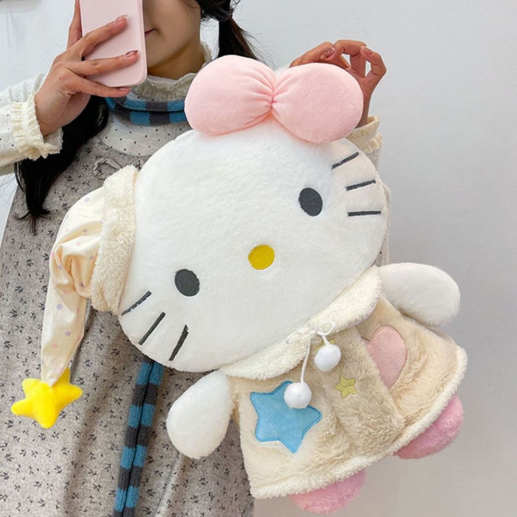 Gấu Bông Mèo Hello Kitty Phối Áo Mũ Ngủ Siêu Dễ Thương, Hello Kitty Nhồi Bông Cao Cấp Quà Tặng Đáng Yêu Cho Bé, Bạn Gái