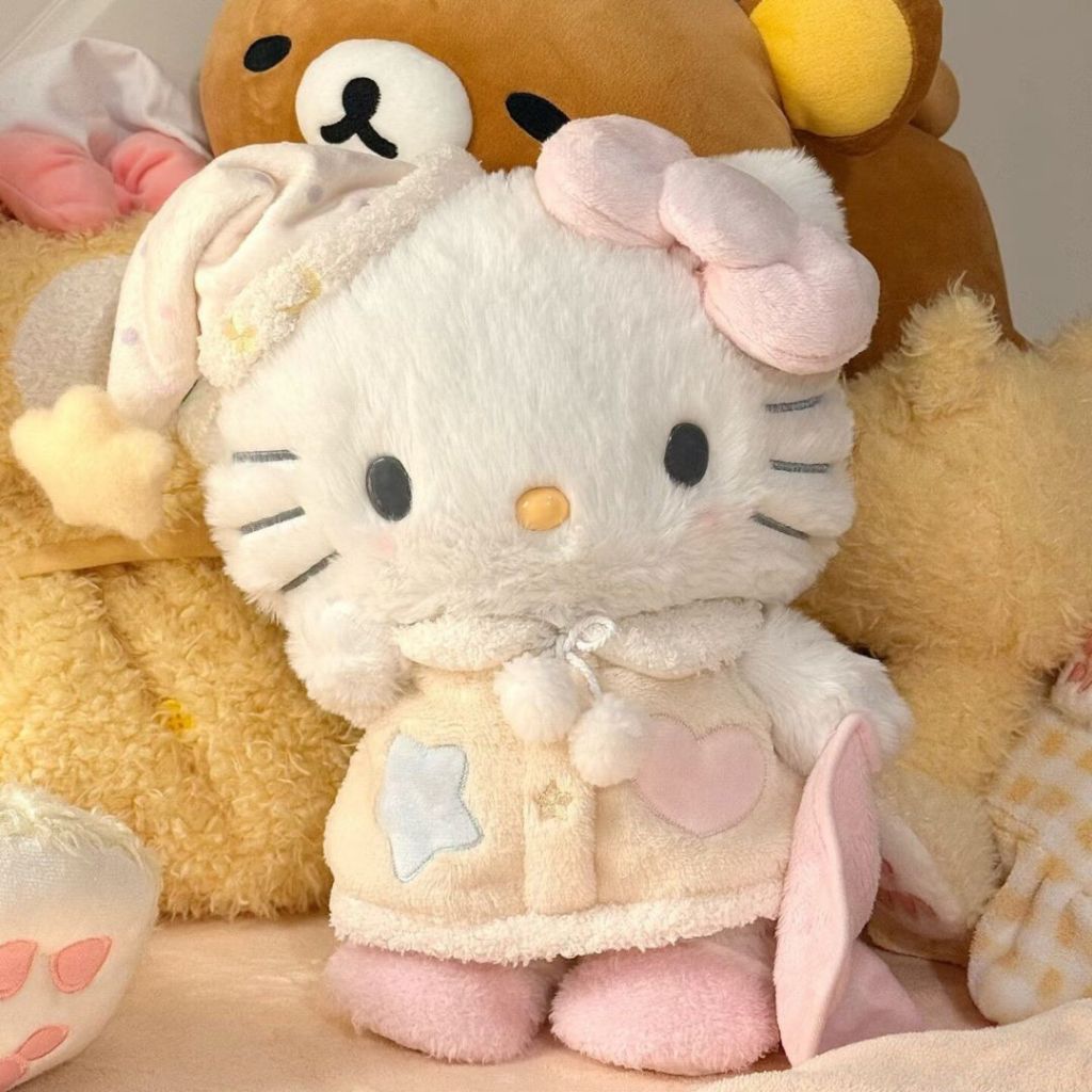 Gấu Bông Mèo Hello Kitty Phối Áo Mũ Ngủ Siêu Dễ Thương, Hello Kitty Nhồi Bông Cao Cấp Quà Tặng Đáng Yêu Cho Bé, Bạn Gái