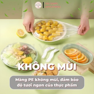 Túi 500 Màng Bọc Thực Phẩm Co Giãn Siêu Dai APTLYFINDS Chất Liệu PE, Treo Tường Dạng Rút, Có Chun