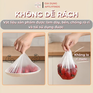 Túi 500 Màng Bọc Thực Phẩm Co Giãn Siêu Dai APTLYFINDS Chất Liệu PE, Treo Tường Dạng Rút, Có Chun