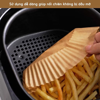 Giấy nến đục lỗ tệp size 23 giấy nến nồi chiên khồng dầu, giấy thấm dầu ăn lót xửng hấp