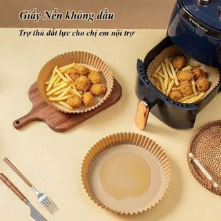 Giấy nến đục lỗ tệp size 23 giấy nến nồi chiên khồng dầu, giấy thấm dầu ăn lót xửng hấp