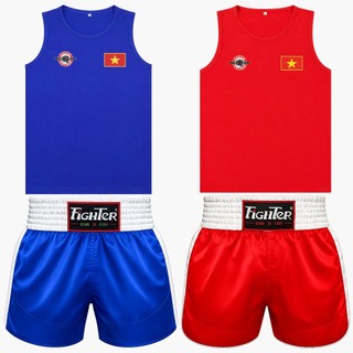 Quần Áo KickBoxing Fighter - Chất liệu Satin, vải thun cao cấp