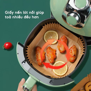 Giấy nến đục lỗ tệp size 23 giấy nến nồi chiên khồng dầu, giấy thấm dầu ăn lót xửng hấp