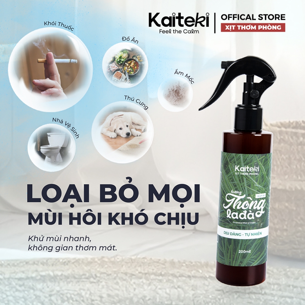 Xịt Thơm Phòng Kaiteki 200ml, Khử Mùi Nano Bạc Hiệu Quả, Nước Hoa Phòng Cho Phòng Ngủ, Nhà Cửa, Ô Tô, Mua 2 Tặng 1
