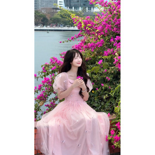 Váy Hồ Điệp Hồng Pastel Dài Tiểu Thư DamibyQuynh