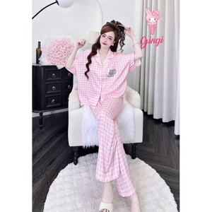 TNQD cánh dơi 1 túi Đồ nữ mặc nhà áo tay ngắn quần dài phối màu trơn sang chảnh mẫu chất lụa latin