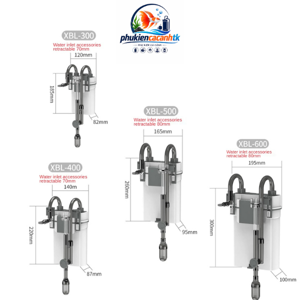 LỌC TREO XBL LỌC THỦY SINH CÓ HÚT MẶT. XBL300, XBL400, XBL500, XBL600.
