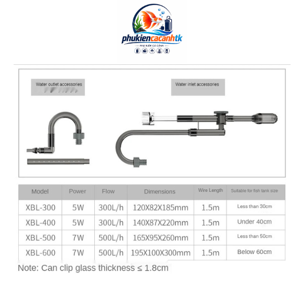 LỌC TREO XBL LỌC THỦY SINH CÓ HÚT MẶT. XBL300, XBL400, XBL500, XBL600.