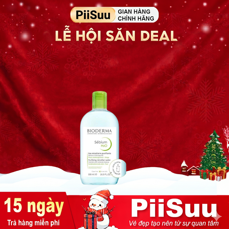 Dung dịch làm sạch và tẩy trang công nghệ Micellar cho da hỗn hợp, da dầu, và da mụn Bioderma Sebium H2O - 500ml