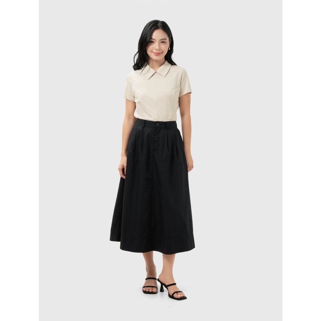 Áo polo nữ premium CANIFA cổ bẻ kéo khóa cộc tay dáng ôm 6TP26S004