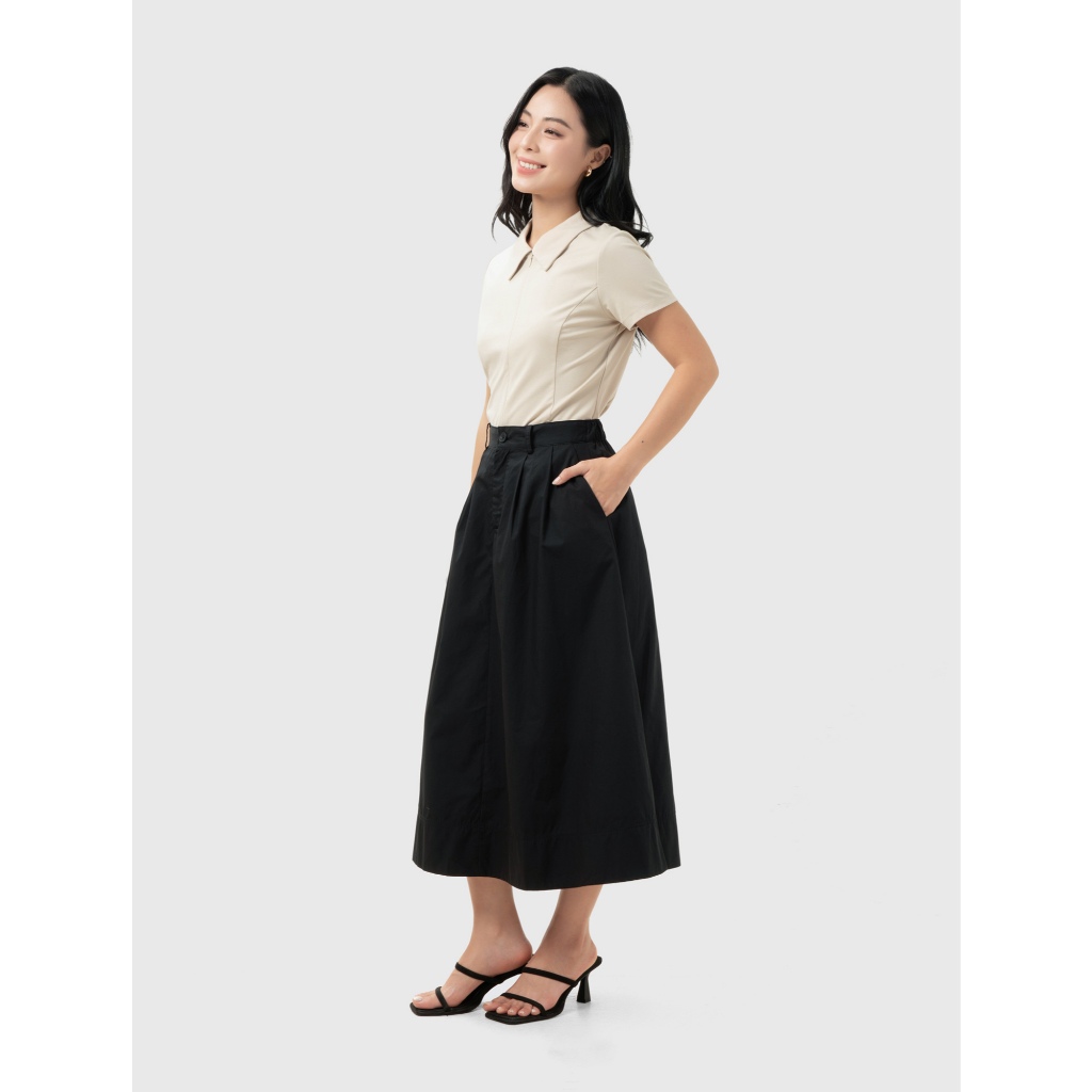 Áo polo nữ premium CANIFA cổ bẻ kéo khóa cộc tay dáng ôm 6TP26S004