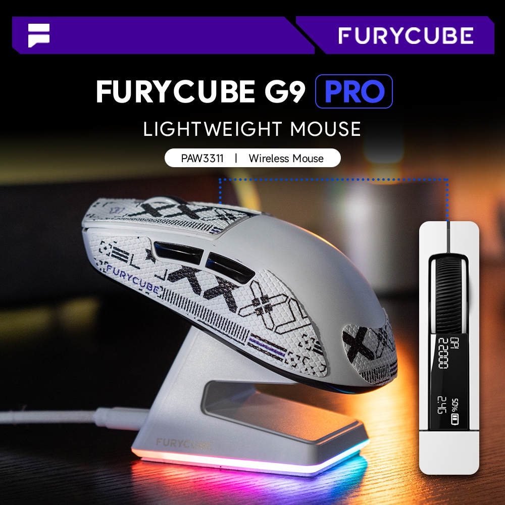 Chuột Gaming Không Dây Bluetooth 2.4G FURYCUBE G9 Dock Sạc, PAW3311 Polling Rate 1Khz, 22000 DPI | BigBuy360 - bigbuy360.vn