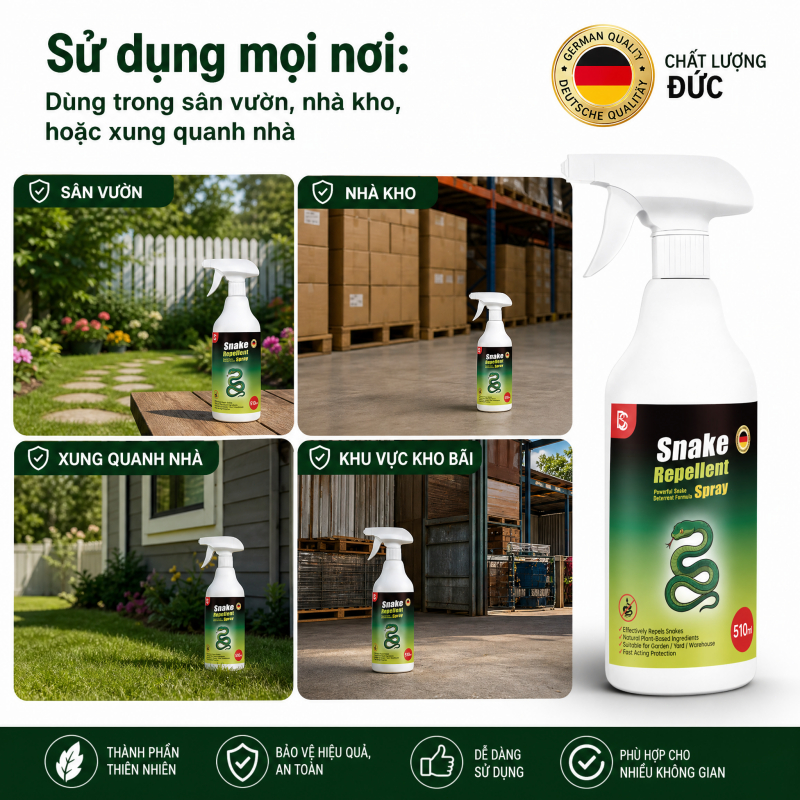 🐍Xịt đuổi rắn 510ml🐍 Hỗ trợ xua rắn và bò sát, mùi nhẹ dễ dùng, phù hợp cho gia đình