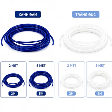 Dây máy lọc nước RO bán lẻ 2 mét 5 mét phi 6mm 10mm màu xanh trắng, ống dẫn nước máy lọc nước