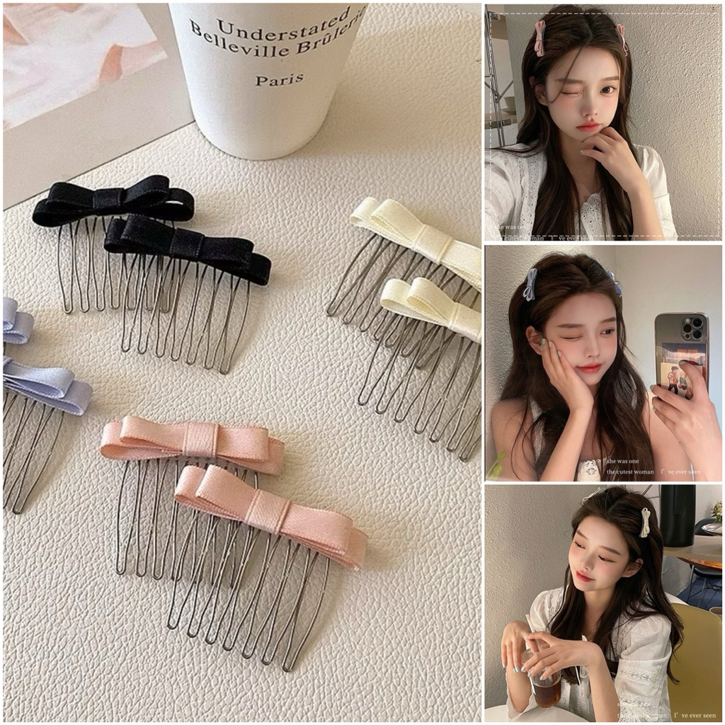 ❤️Love❤️Xược Tóc Đính Nơ Tạo Độ Bồng Cho Nữ, Lược Cài Tóc Nơ Phong Cách Tiểu Thư
