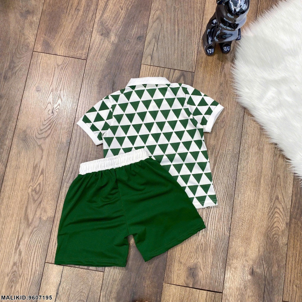 Bộ Hè Thể Thao Polo La Cos Thêu Hình Cá Sấu Họa Tiết Tam Giác Siêu Đẹp_ Set Đồ Thể Thao Cho Bé Chất Cotton Co Dãn