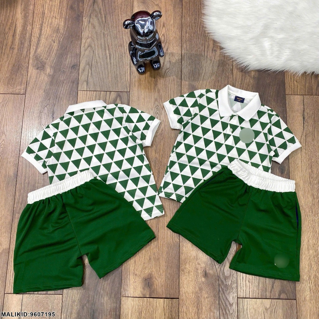 Bộ Hè Thể Thao Polo La Cos Thêu Hình Cá Sấu Họa Tiết Tam Giác Siêu Đẹp_ Set Đồ Thể Thao Cho Bé Chất Cotton Co Dãn