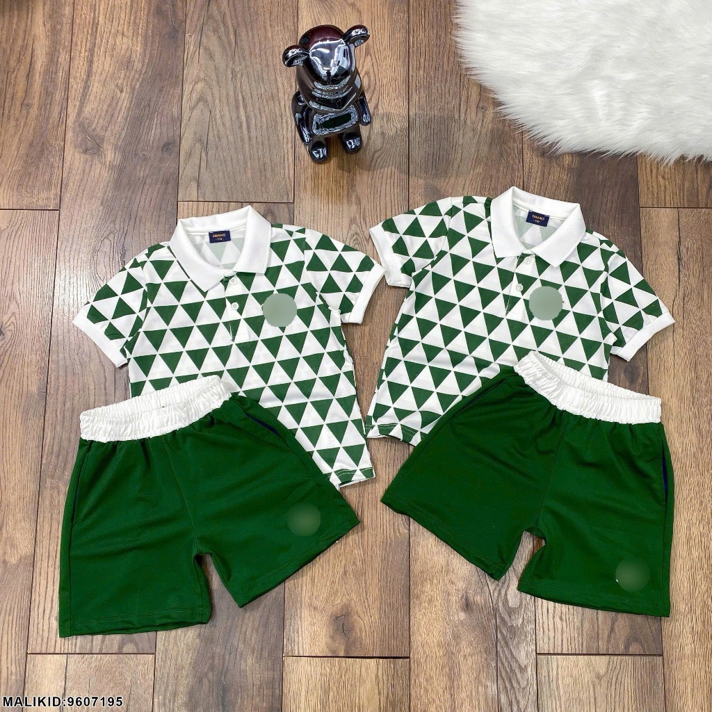 Bộ Hè Thể Thao Polo La Cos Thêu Hình Cá Sấu Họa Tiết Tam Giác Siêu Đẹp_ Set Đồ Thể Thao Cho Bé Chất Cotton Co Dãn