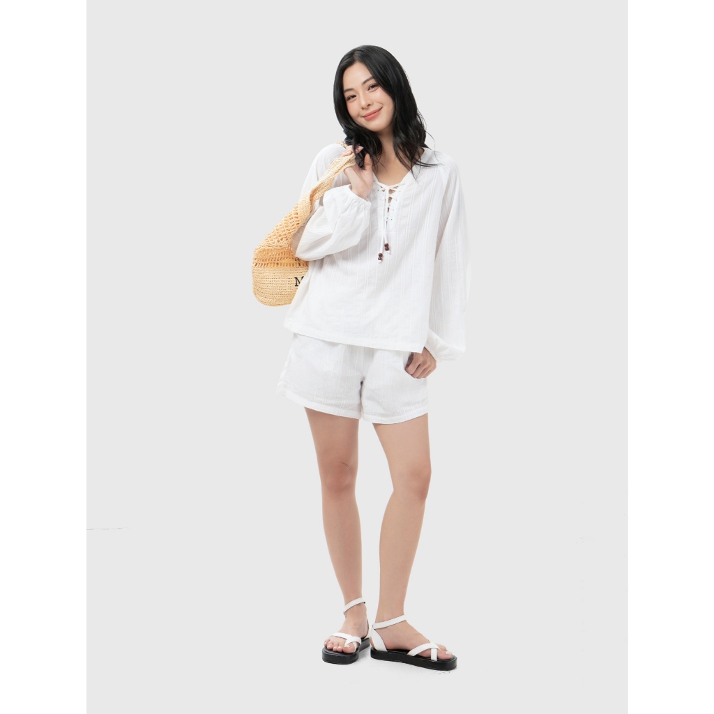 Quần short nữ CANIFA cạp chun co giãn chất cotton mềm thoáng khí in họa tiết 6BS26S010