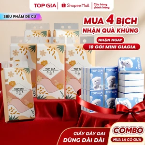 Khăn giấy rút Tiểu Hạ Topgia thùng 4 bịch 4000 tờ dày dặn