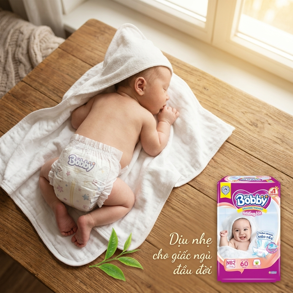 MIẾNG LÓT SƠ SINH  BOBBY NEWBORN 2 (60 MIẾNG) - CHO BÉ TRÊN 1 THÁNG TUỔI