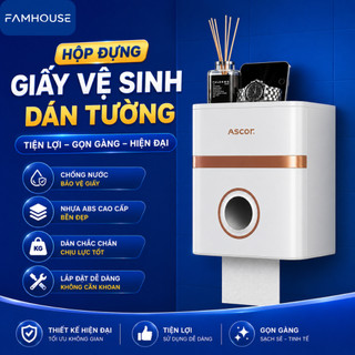 Hộp đựng giấy vệ sinh dán tường có thanh treo giấy tiện lợi , hộp giấy vệ sinh nhà tắm chống nước