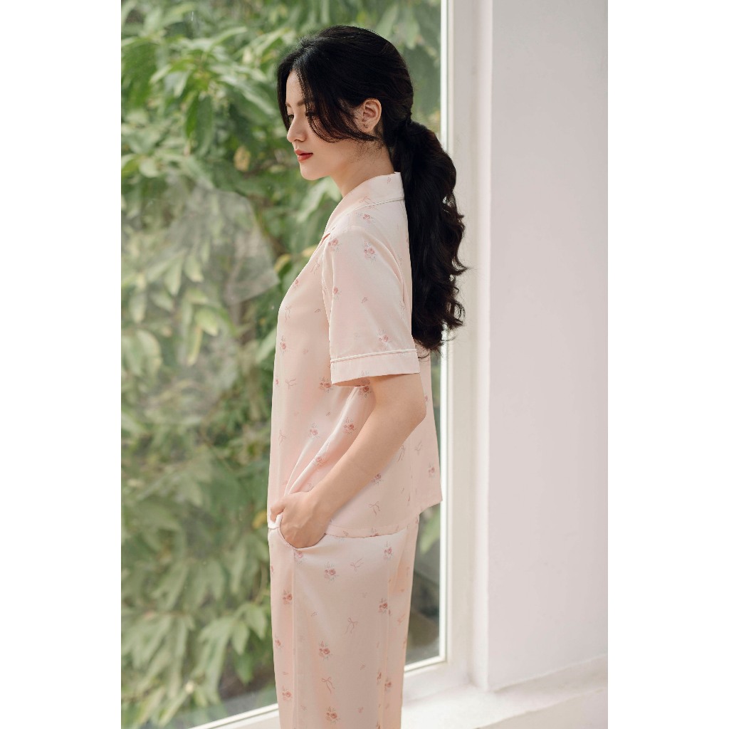 Bộ Mặc Nhà Loirechic FDMN260363 Chất Lụa Pháp Họa Tiết Hoa