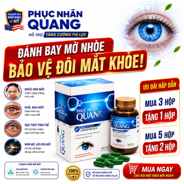 Viên uống bổ mắt Phục Nhãn Quang giúp hồi phục thị lực, giảm các triệu chứng mờ và mỏi mắt