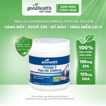 Dầu cá Omega 3 Goodhealth Fish Oil 1000mg Hỗ Trợ Cải Thiện Thị Lực, Bổ Não,Tim Mạch 150 Viên