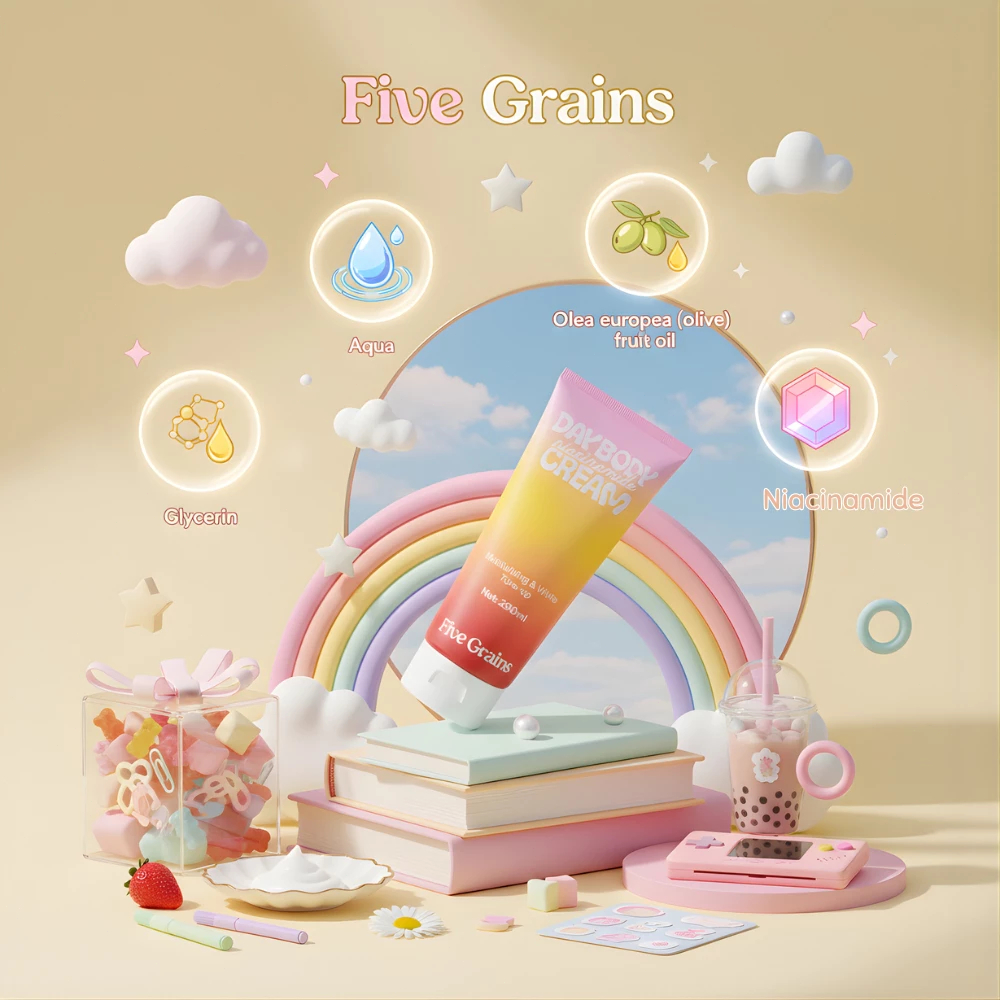 Kem Dưỡng Body Five Grains 200ml – Niacinamide Dưỡng Ẩm Sáng Da Nâng Tông Tự Nhiên Dùng Ban Ngày
