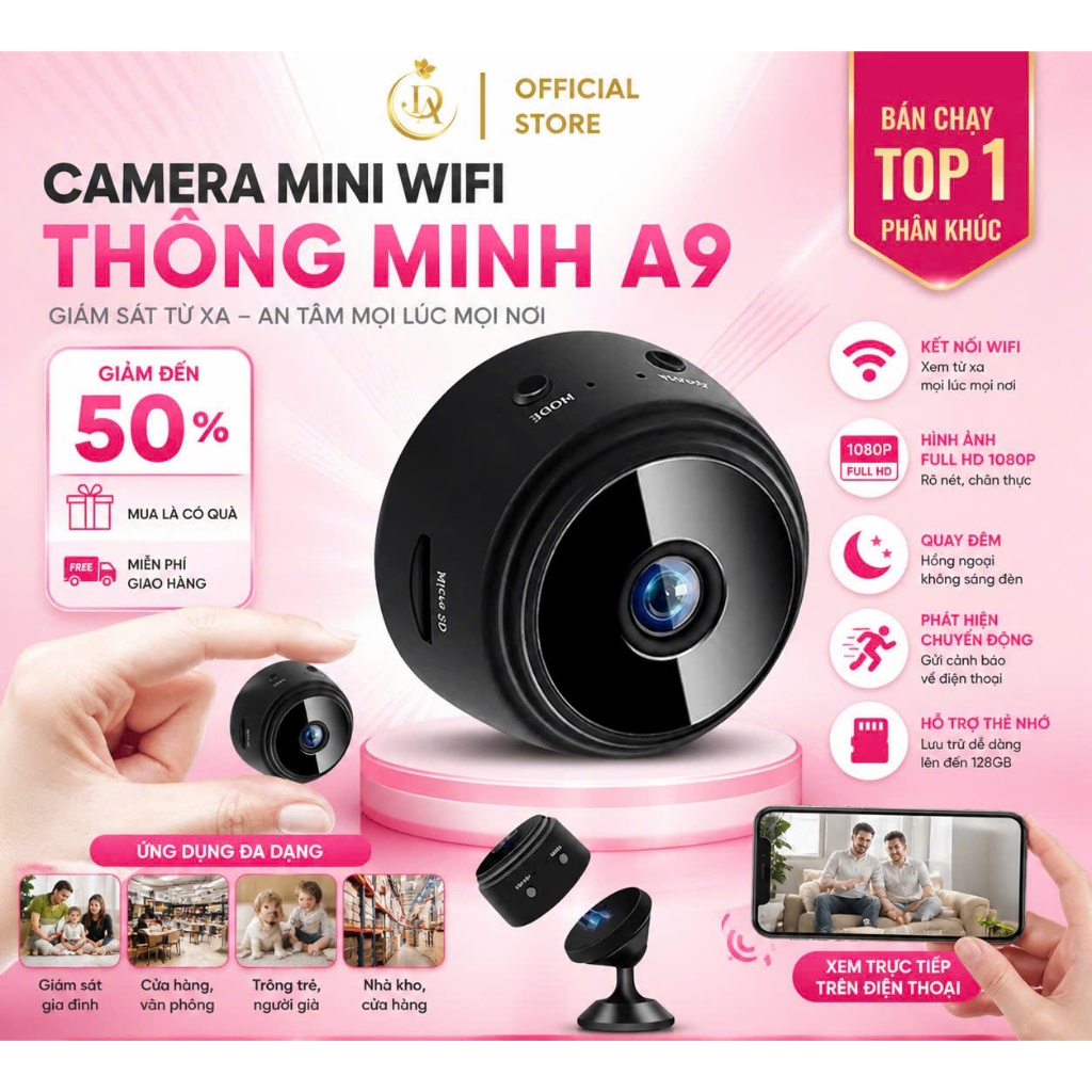 Camera Wifi Thông Minh Giám Sát An Ninh Trông Nhà Trông trẻ Xem trưc tiếp trên điện thoại A9