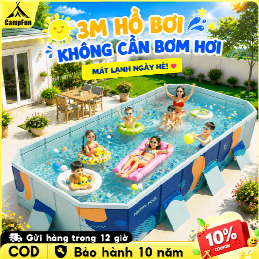 Bể Bơi Cho Bé Tại Nhà PVC Siêu Bền Hồ Bơi Xếp Gọn Đa Kích Thước 1.6M/1.8M/2.1M/2.6M/3M Dễ Dàng Cất Trữ