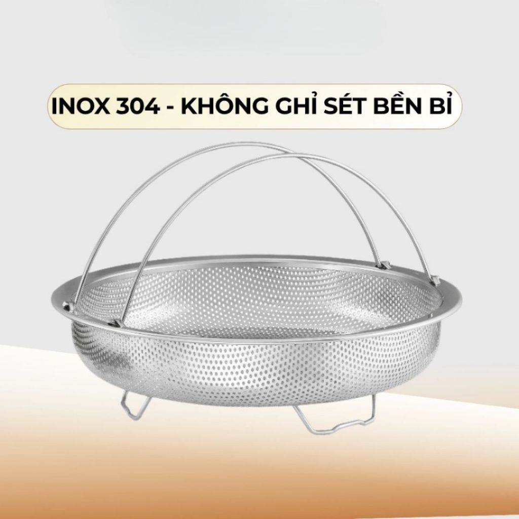 Rổ Hấp Inox ALOHOME – Rổ Hấp Inox 304 Có Quai Xách Tiện Lợi Đa Năng
