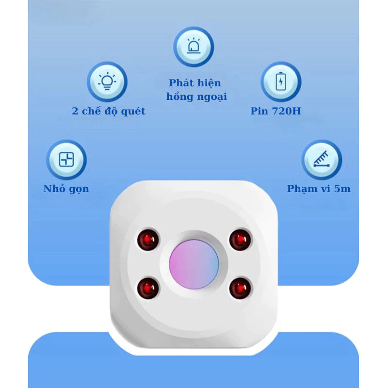 Máy dò hồng ngoại siêu nhỏ phát hiện camera quan sát, chống nhìn trộm tại khách sạn, phù hợp cho du lịch