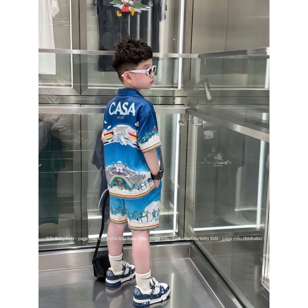 Bộ Cộc Nam Đi Ô Vân Nổi Mẫu Mới Nhất - Bộ Hè Bé Trai Sơ Mi Đi Ô Đi Chơi Đi Biển Siêu Đẹp